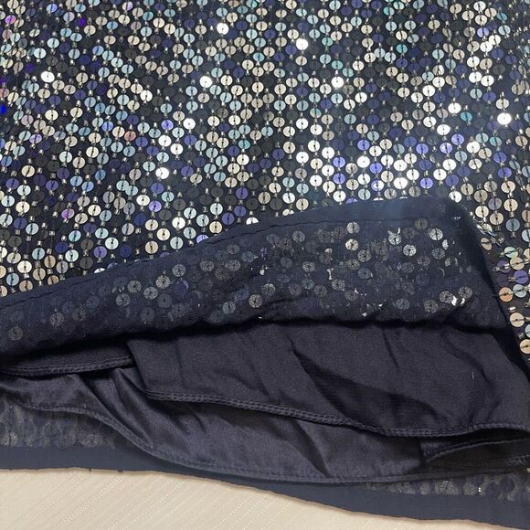 PARKER Sequin Beaded Aquarius Blue Keyhole Halter Cocktail Dress Evening Size 4 - Picture 10 of 14